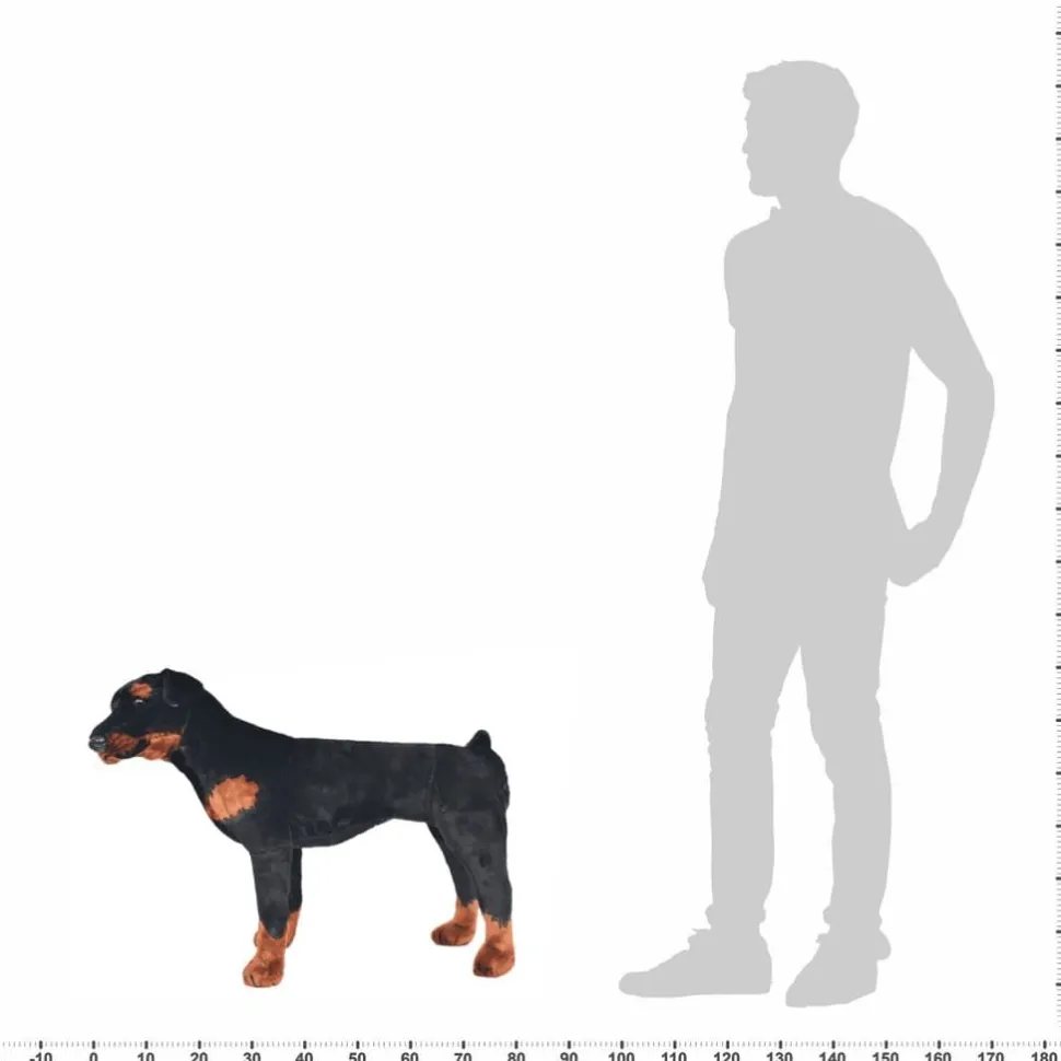 Seisova pehmolelu rottweiler musta ja valkoinen XXL