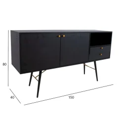 Senkki Home4You Luxemburg 150x40x80cm, musta