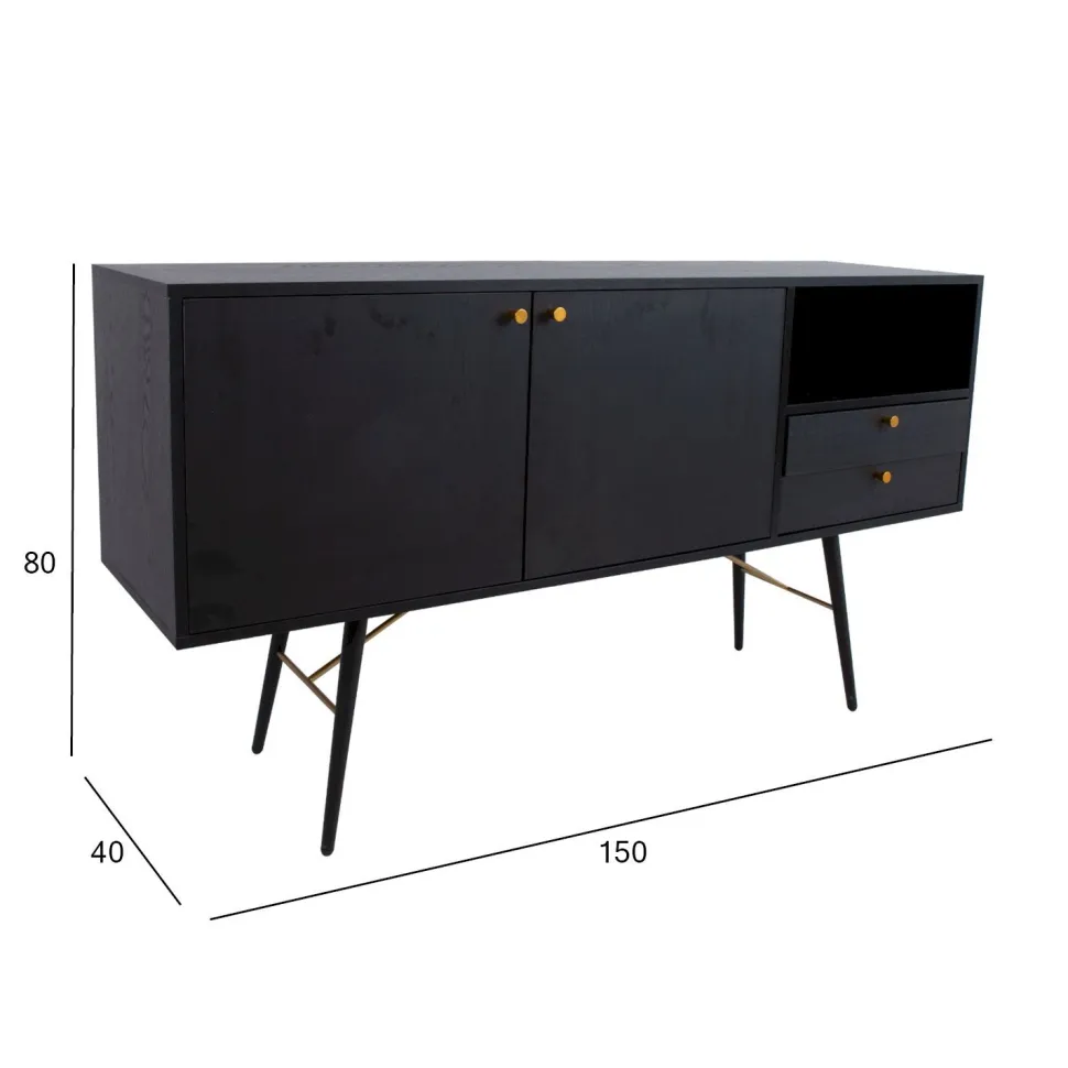 Senkki Home4You Luxemburg 150x40x80cm, musta