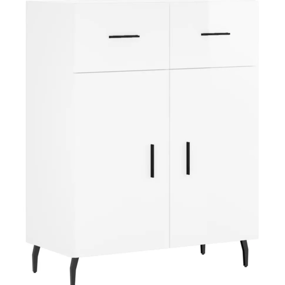Senkki korkeakiilto valkoinen 69,5x34x90 cm tekninen puu (27998)