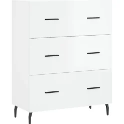 Senkki korkeakiilto valkoinen 69,5x34x90 cm tekninen puu (27870)