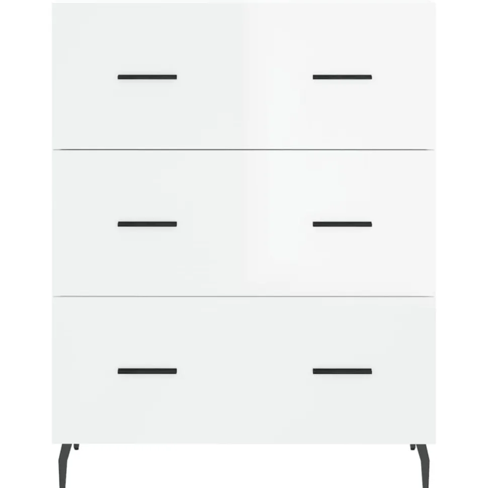 Senkki korkeakiilto valkoinen 69,5x34x90 cm tekninen puu (27870)