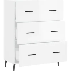 Senkki korkeakiilto valkoinen 69,5x34x90 cm tekninen puu (27870)