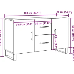 Senkki käsityöläinen tammi 100x36x60 cm tekninen puu (57325)