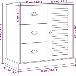 Senkki laatikoilla VIGO 78x40x75 cm valkoinen täysi mänty (53200)