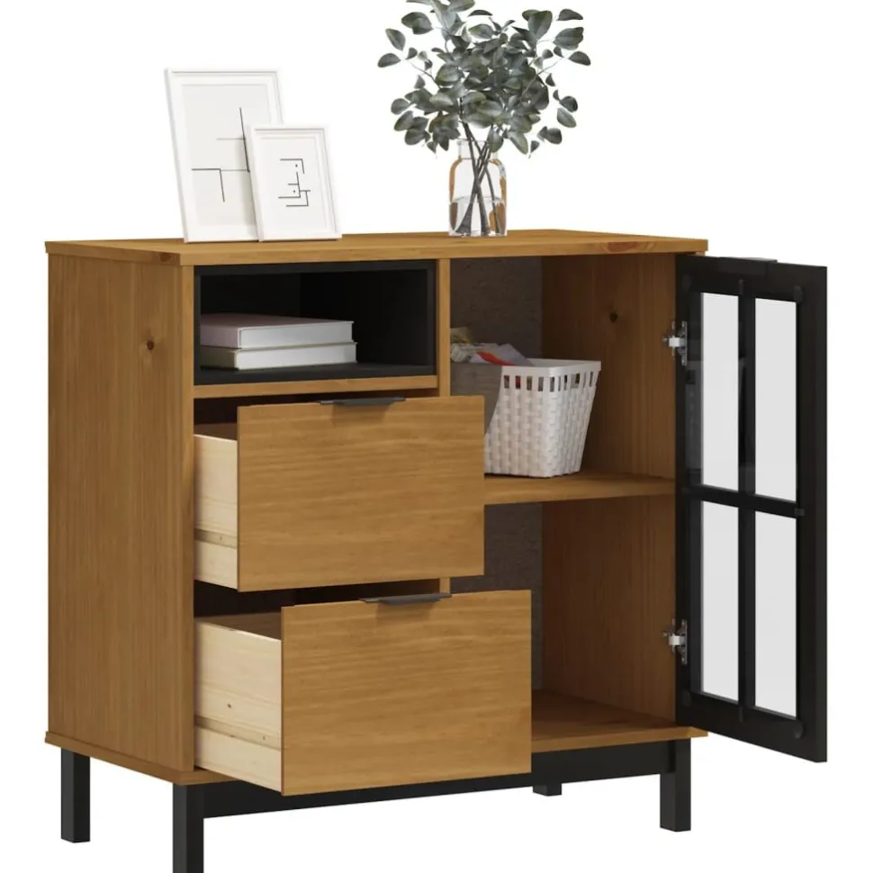 Senkki lasiovella FLAM 80x40x80 cm täysi mänty (57826)