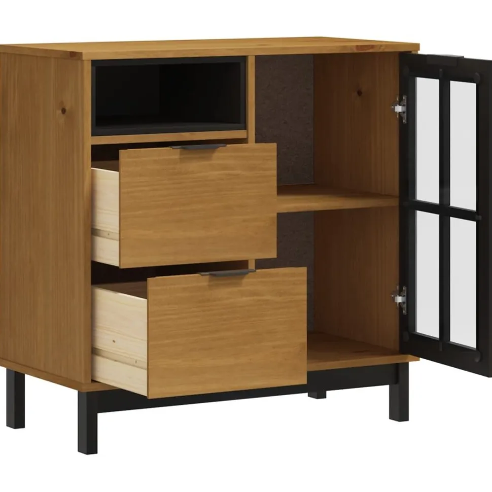 Senkki lasiovella FLAM 80x40x80 cm täysi mänty (57826)