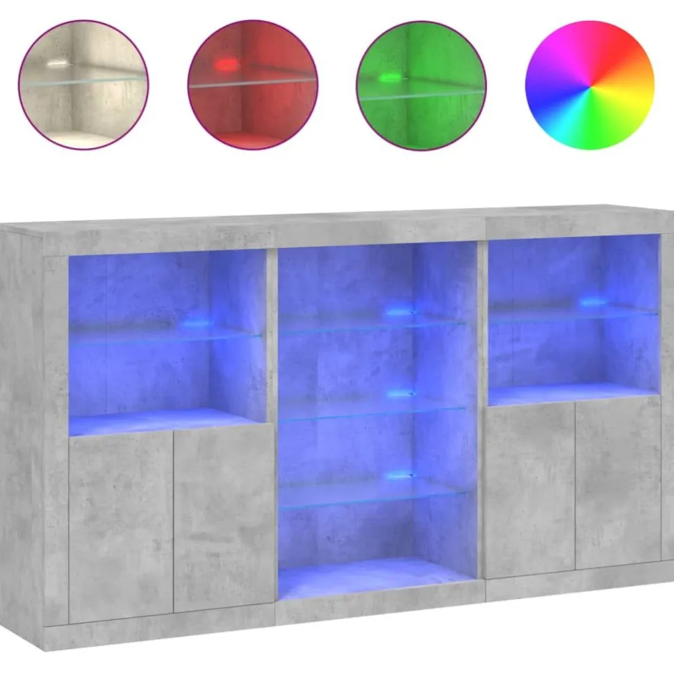 Senkki LED-valoilla betoninharmaa 181,5x37x100 cm (09180)
