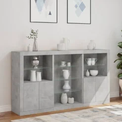 Senkki LED-valoilla betoninharmaa 181,5x37x100 cm (09180)