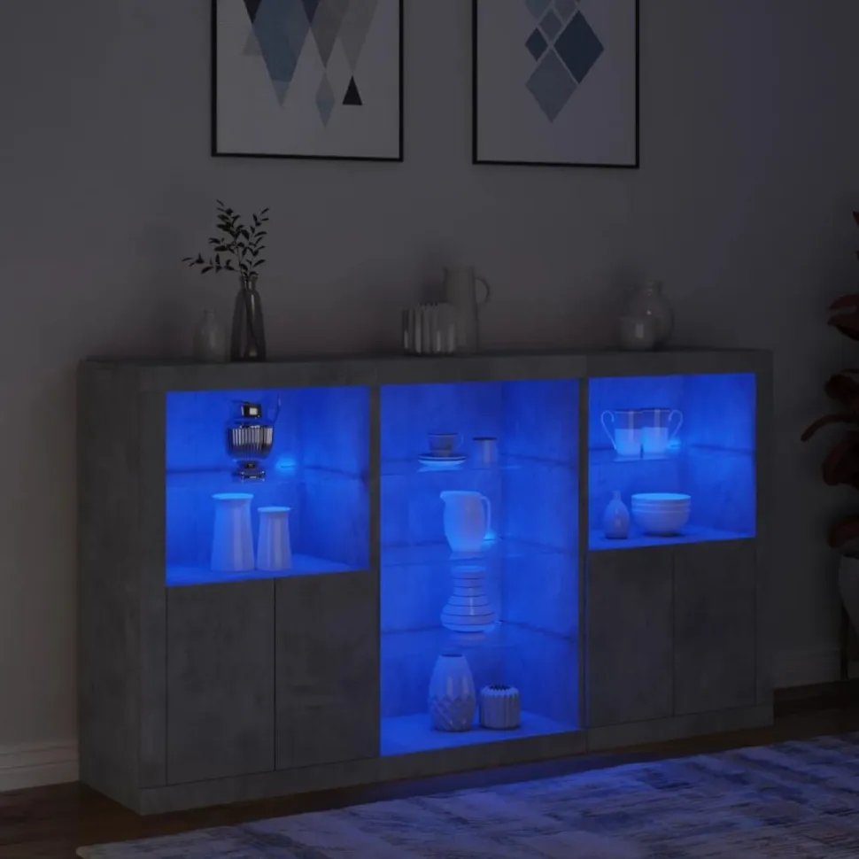 Senkki LED-valoilla betoninharmaa 181,5x37x100 cm (09180)