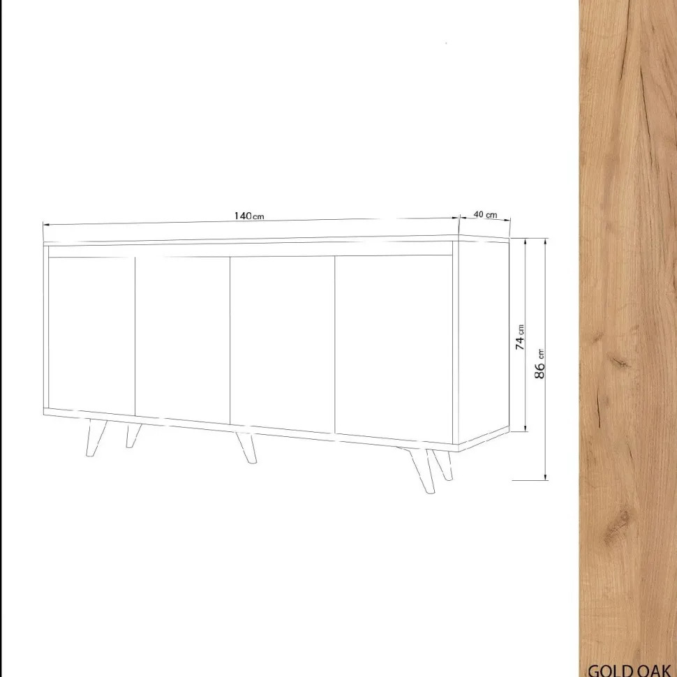 Senkki Linento Furniture Shans tammi/valkoinen