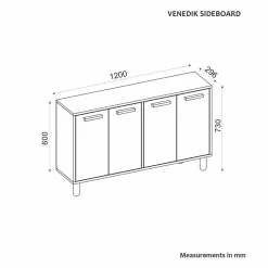 Senkki Linento Furniture Venedik, leveys 120cm