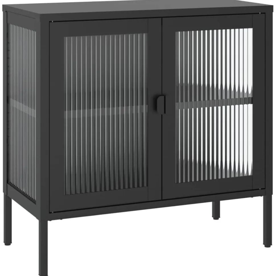 Senkki musta 70x35x70 cm lasi ja teräs (53001)