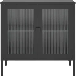 Senkki musta 70x35x70 cm lasi ja teräs (53001)