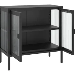 Senkki musta 70x35x70 cm lasi ja teräs (53001)