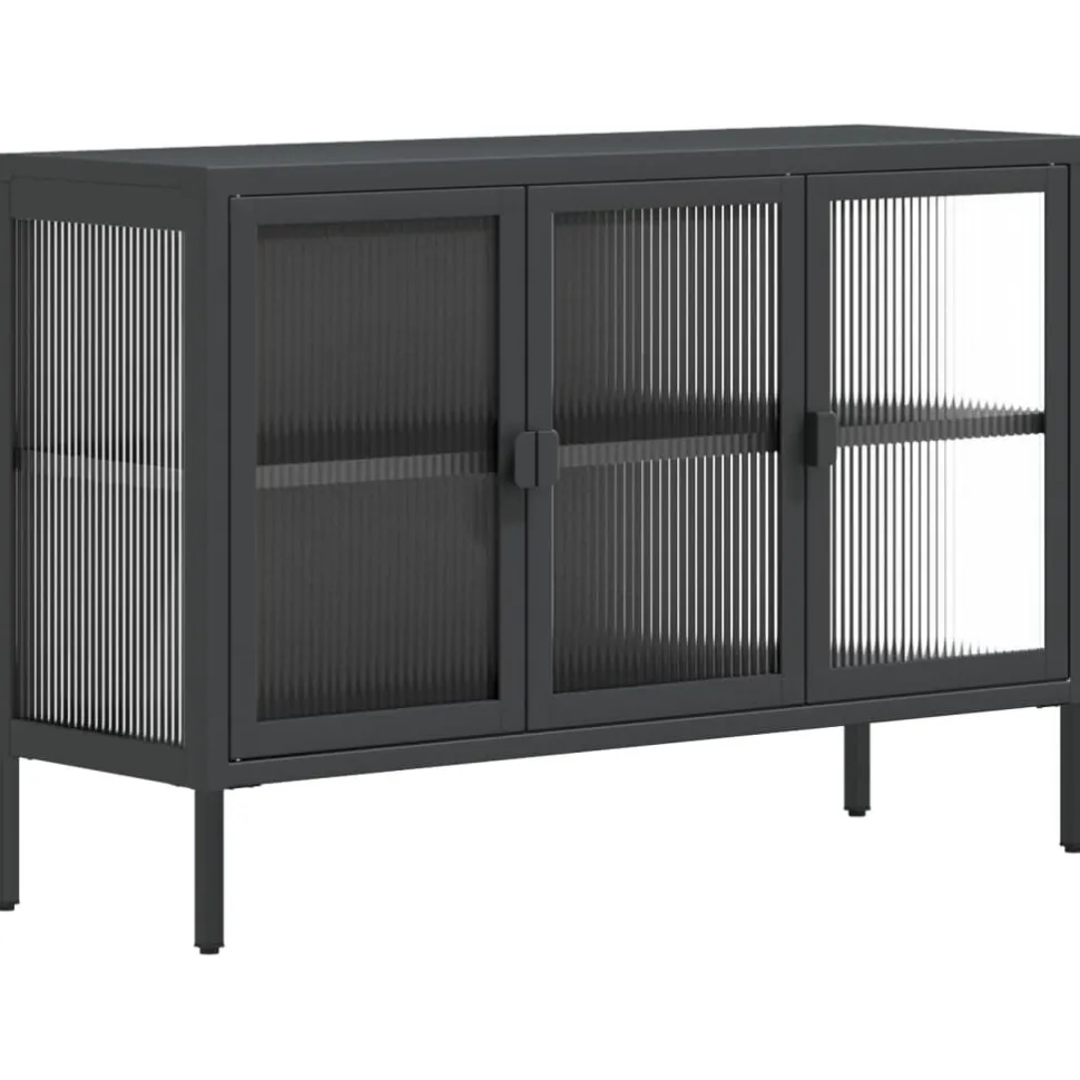 Senkki musta 105x35x70 cm lasi ja teräs (53002)