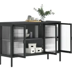 Senkki musta 105x35x70 cm lasi ja teräs (53002)