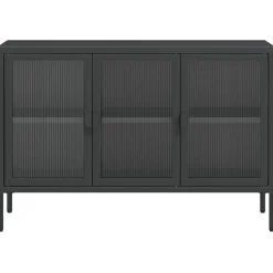Senkki musta 105x35x70 cm lasi ja teräs (53002)