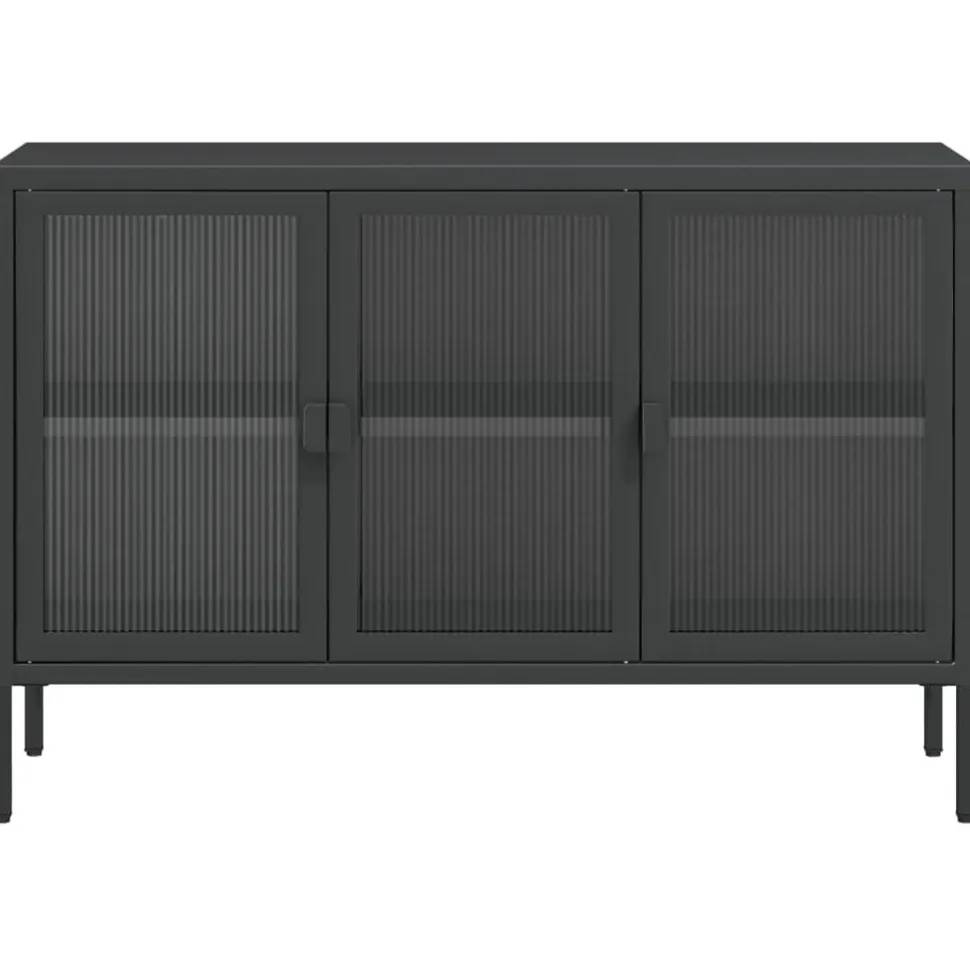 Senkki musta 105x35x70 cm lasi ja teräs (53002)