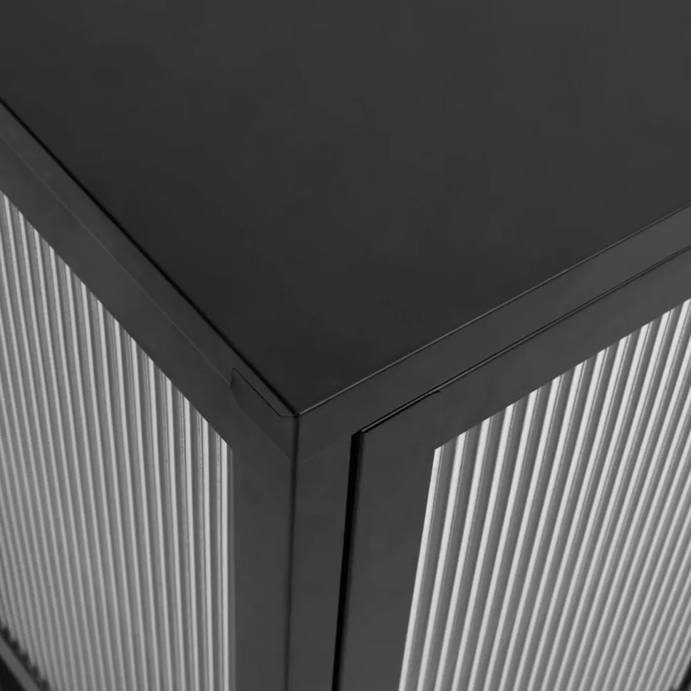 Senkki musta 105x35x70 cm lasi ja teräs (53002)