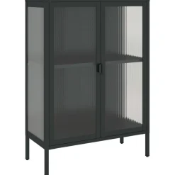 Senkki musta 75x35x105 cm lasi ja teräs (53003)