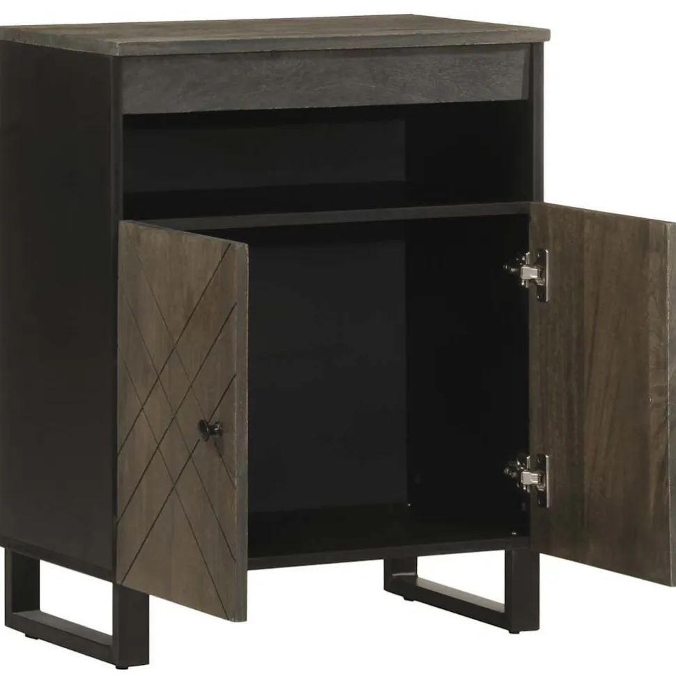 Senkki musta 60x33x75 cm massiivipuu mango (17709)