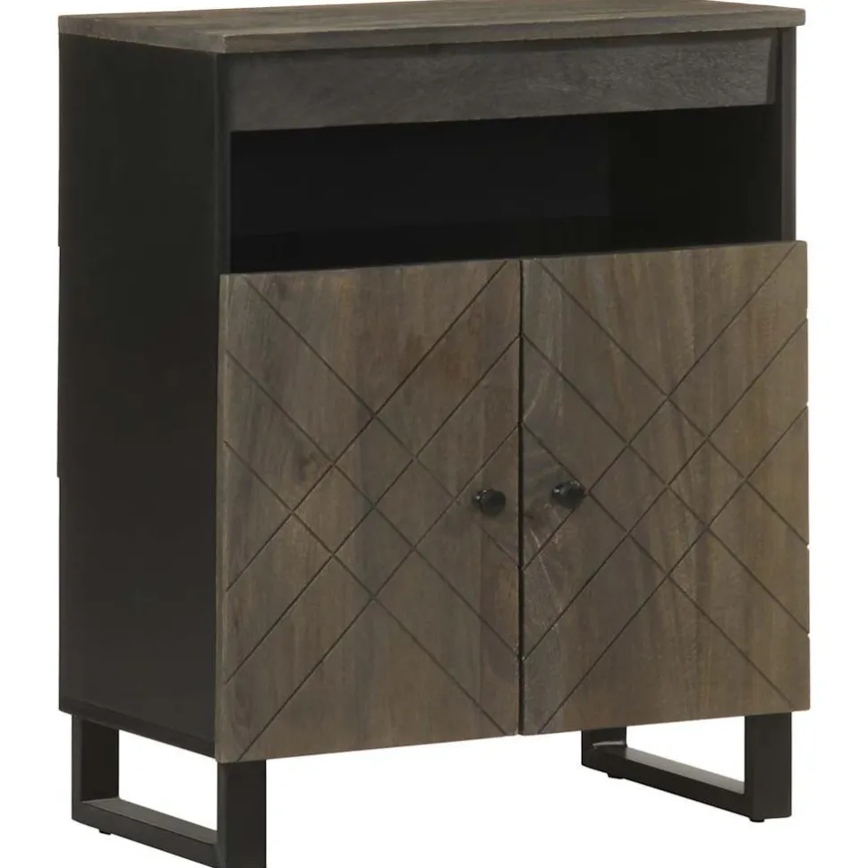 Senkki musta 60x33x75 cm massiivipuu mango (17709)