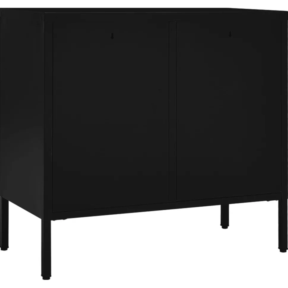 Senkki musta 75x35x70 cm teräs ja karkaistu lasi (36073)