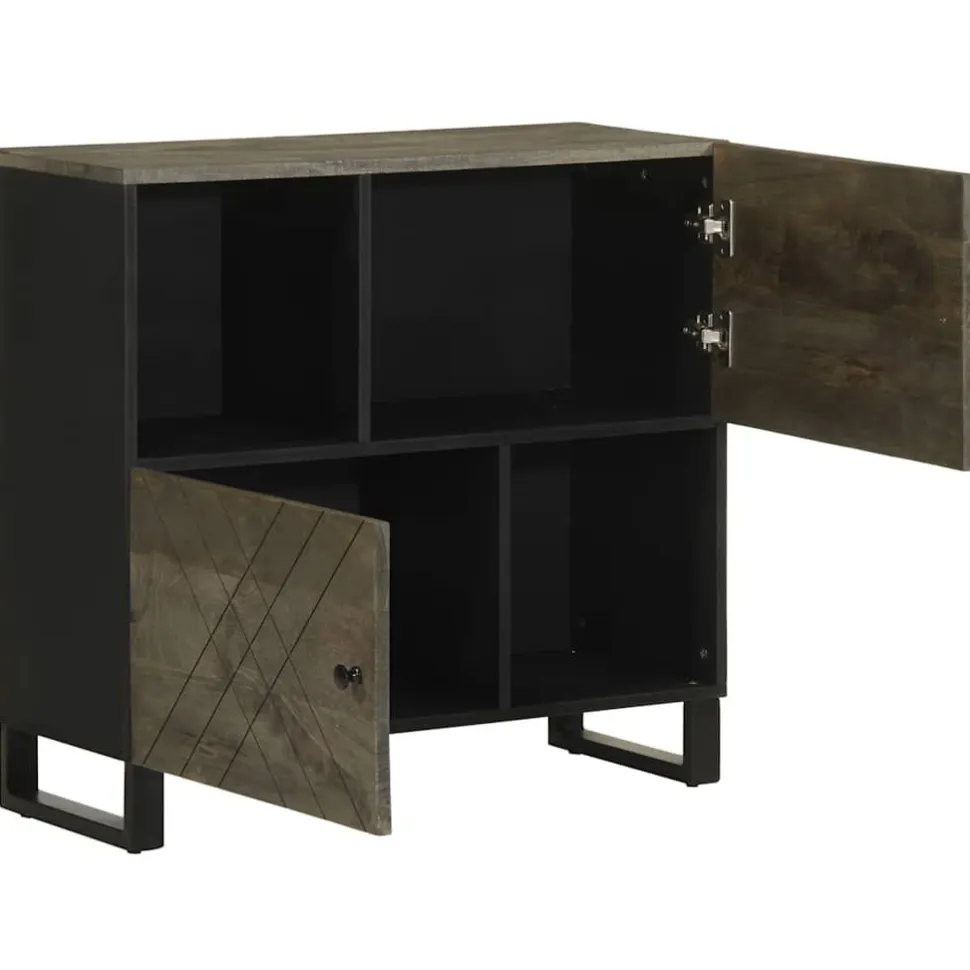 Senkki musta 80x33x75 cm täysi mangopuu (17711)