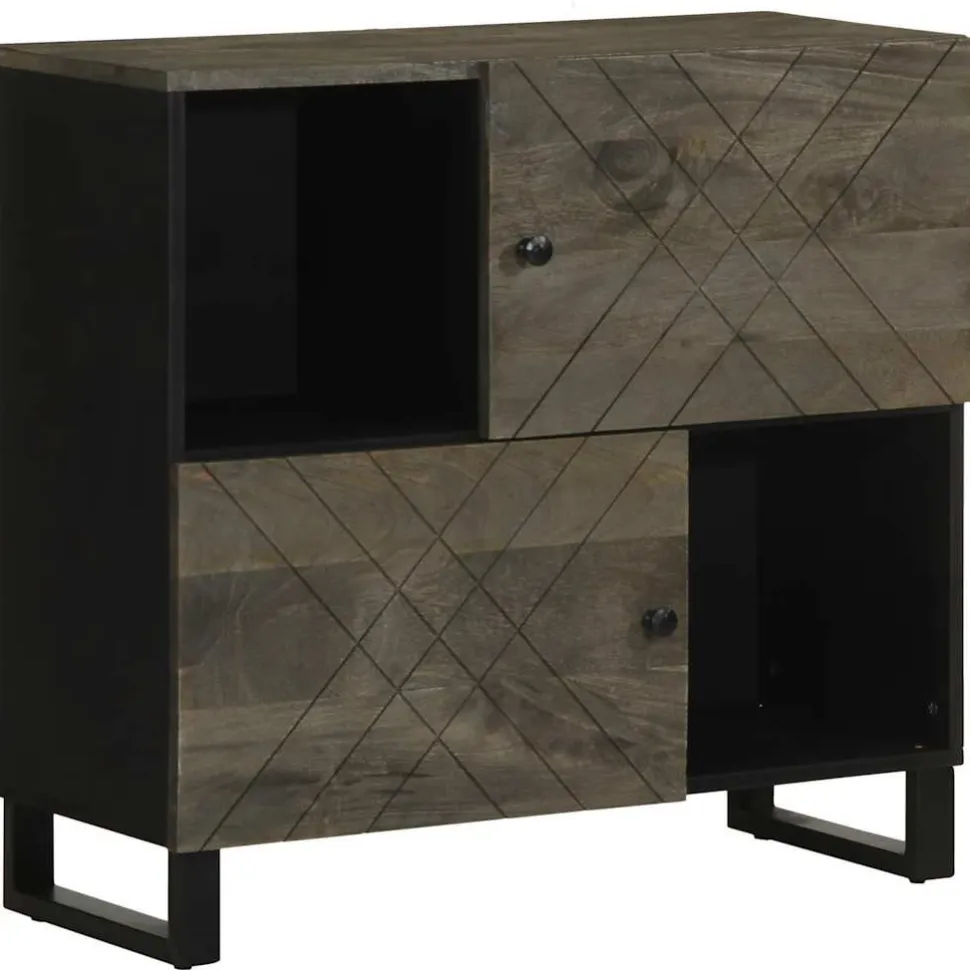 Senkki musta 80x33x75 cm täysi mangopuu (17711)