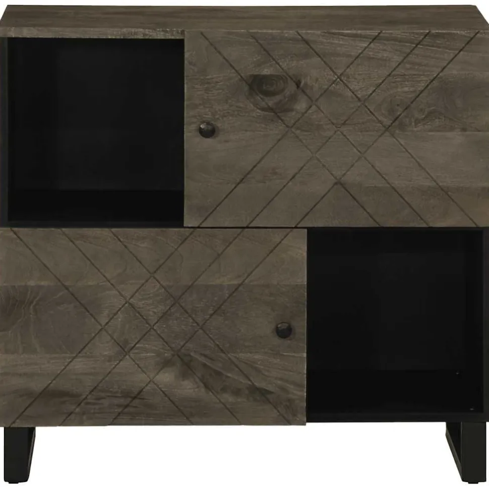 Senkki musta 80x33x75 cm täysi mangopuu (17711)