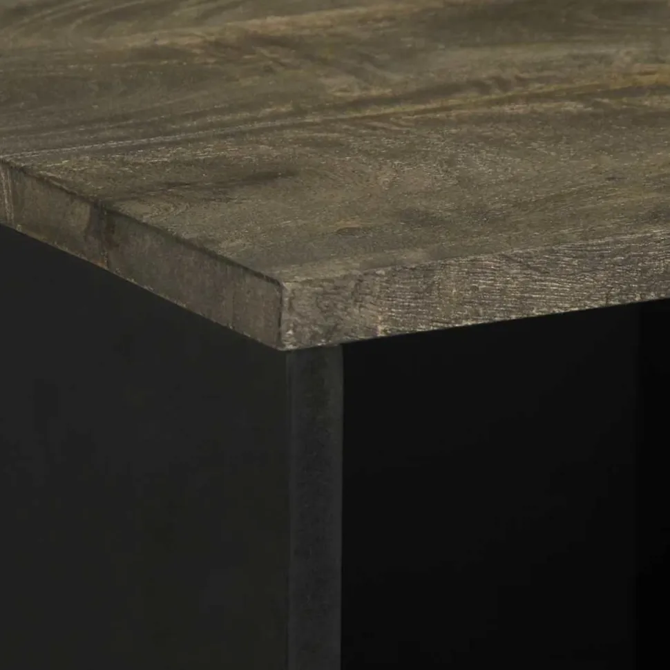 Senkki musta 80x33x75 cm täysi mangopuu (17711)