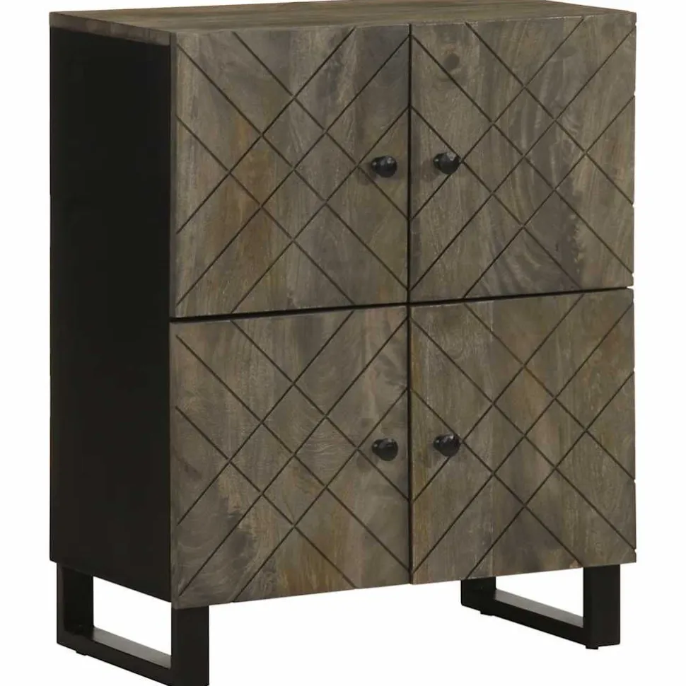 Senkki musta 60x33x75 cm täysi mangopuu (17710)