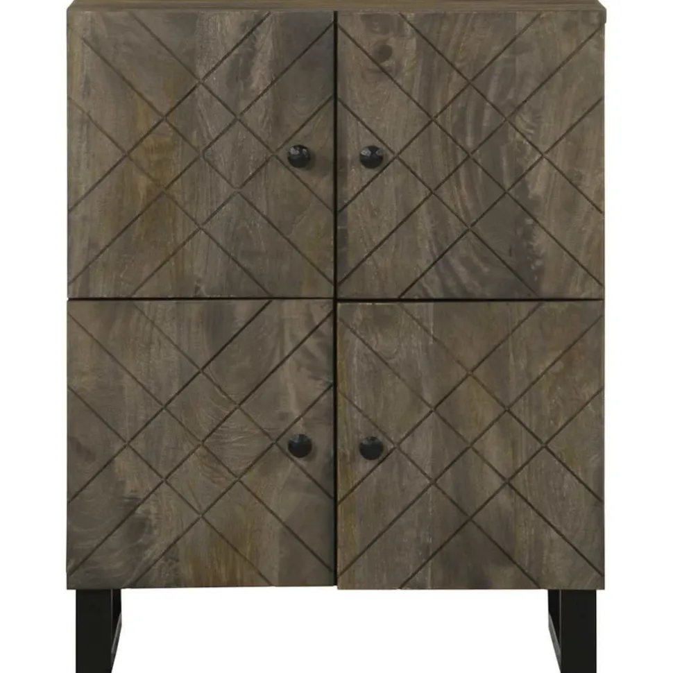 Senkki musta 60x33x75 cm täysi mangopuu (17710)