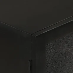 Senkki musta 55x30x77 cm täysi mangopuu ja rauta (51645)