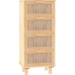 Senkki ruskea 40x30x90 cm täysi mänty ja luonnonrottinki (45644)