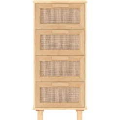 Senkki ruskea 40x30x90 cm täysi mänty ja luonnonrottinki (45644)