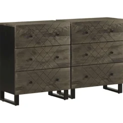 Senkkisarja 2-osainen musta 60x33x75 cm massiivipuu mango (09998)
