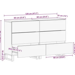 Senkkisarja 2-osainen musta 60x33x75 cm massiivipuu mango (09998)