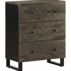 Senkkisarja 3-osainen musta 60x33x75 cm massiivipuu mango (09999)