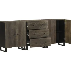 Senkkisarja 3-osainen musta 60x33x75 cm massiivipuu mango (09999)