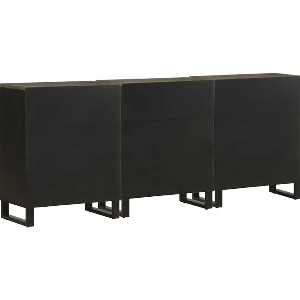 Senkkisarja 3-osainen musta 60x33x75 cm massiivipuu mango (09999)