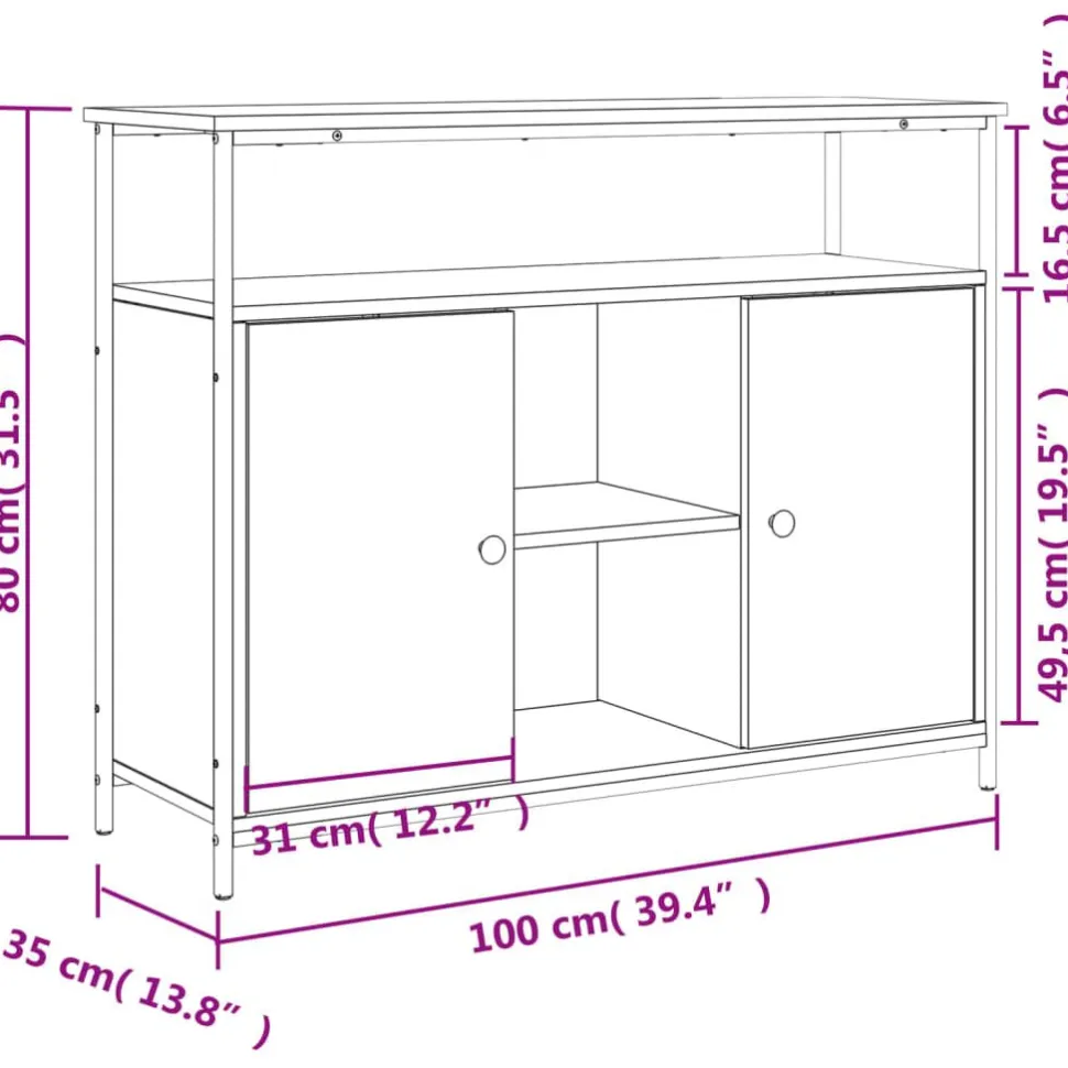 Senkki Sonoma tammi 100x35x80 cm tekninen puu (35500)