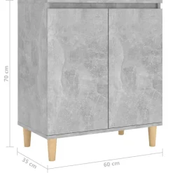 Senkki täyspuujaloilla 60x35x70cm lastulevy betoninharmaa