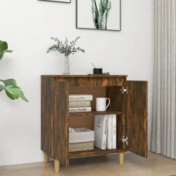 Senkki täyspuujaloilla 60x35x70cm lastulevy betoninharmaa