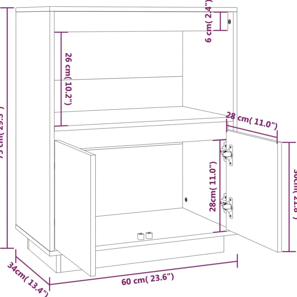 Senkki 5 60x34x75 cm mänty harmaa