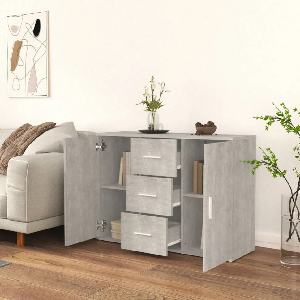 Senkki 91x29,5x65 cm tekninen puu betoninharmaa