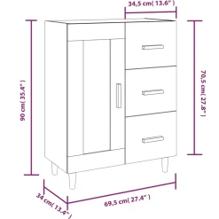 Senkki 5 69,5x34x90 cm tekninen puu musta