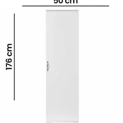Siivouskaappi Linento Furniture Tuval 063, leveys 50cm, korkeus 176cm, valkoinen