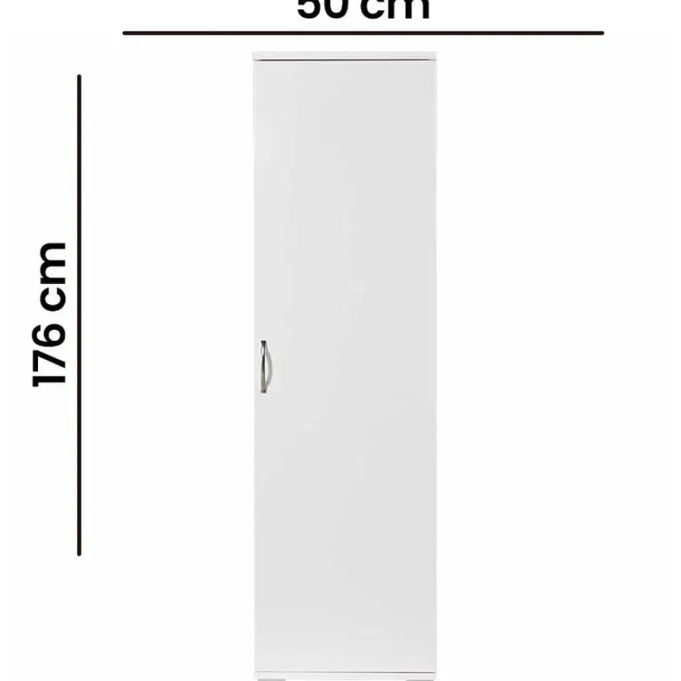 Siivouskaappi Linento Furniture Tuval 063, leveys 50cm, korkeus 176cm, valkoinen